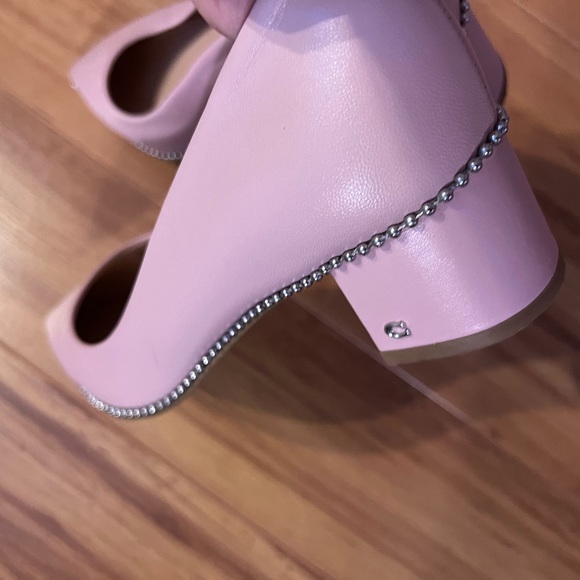 coach pumps in a light pink with silver beaded detailing around - Picture 3 of 5